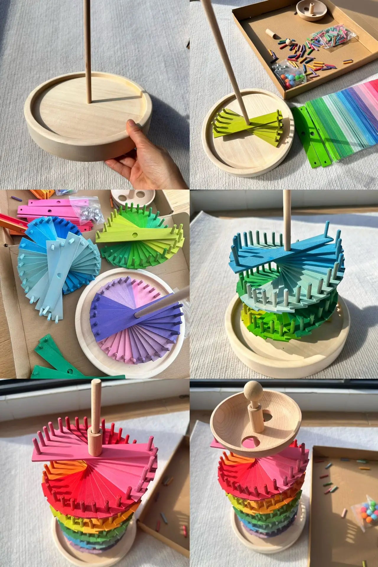 Hochwertige Regenbogen-Musik, klingende Bäume, Holzblütenblätter, Montage und Marmor-Lauf-Bälle, die Kinder-Lernspielzeug verfolgen