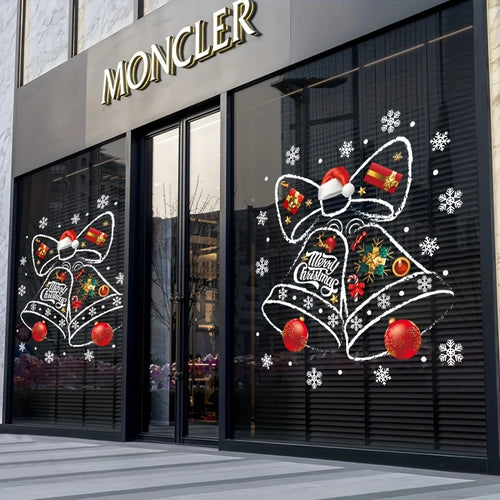 1 Stück dekorative Fensteraufkleber für Weihnachten, Uhrenaufkleber für Einkaufszentren, Fensterglas-Fensteraufkleber