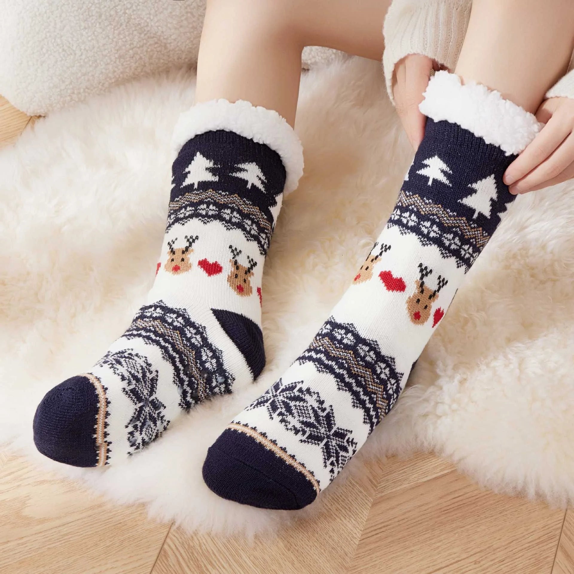 Weihnachten Elch Bodensocken Weihnachten Winter Fleece Schlafteppich Socken Frohe Weihnachten Geschenk Feliz Navidad Frohes Neues Jahr 2026