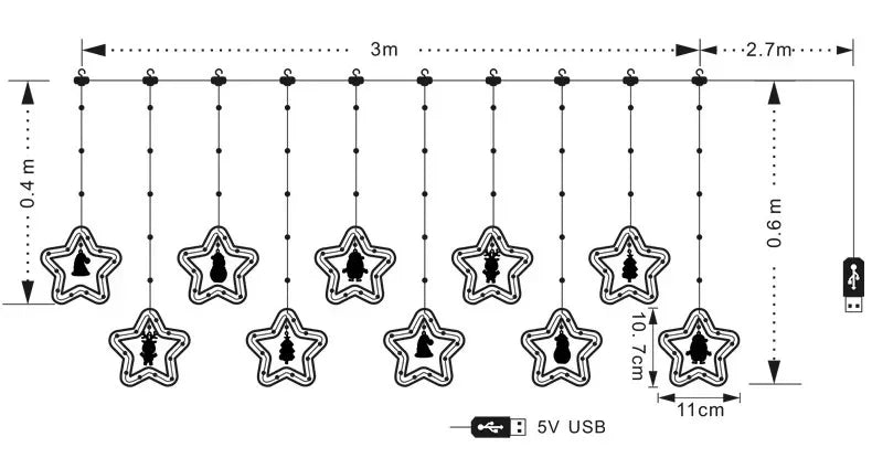 Weihnachten LED Streifen Lichter Zimmer Girlande LED Vorhang Lampe USB-Stecker Weihnachts dekoration Lichter für Schlafzimmer Wohnzimmer Fenster