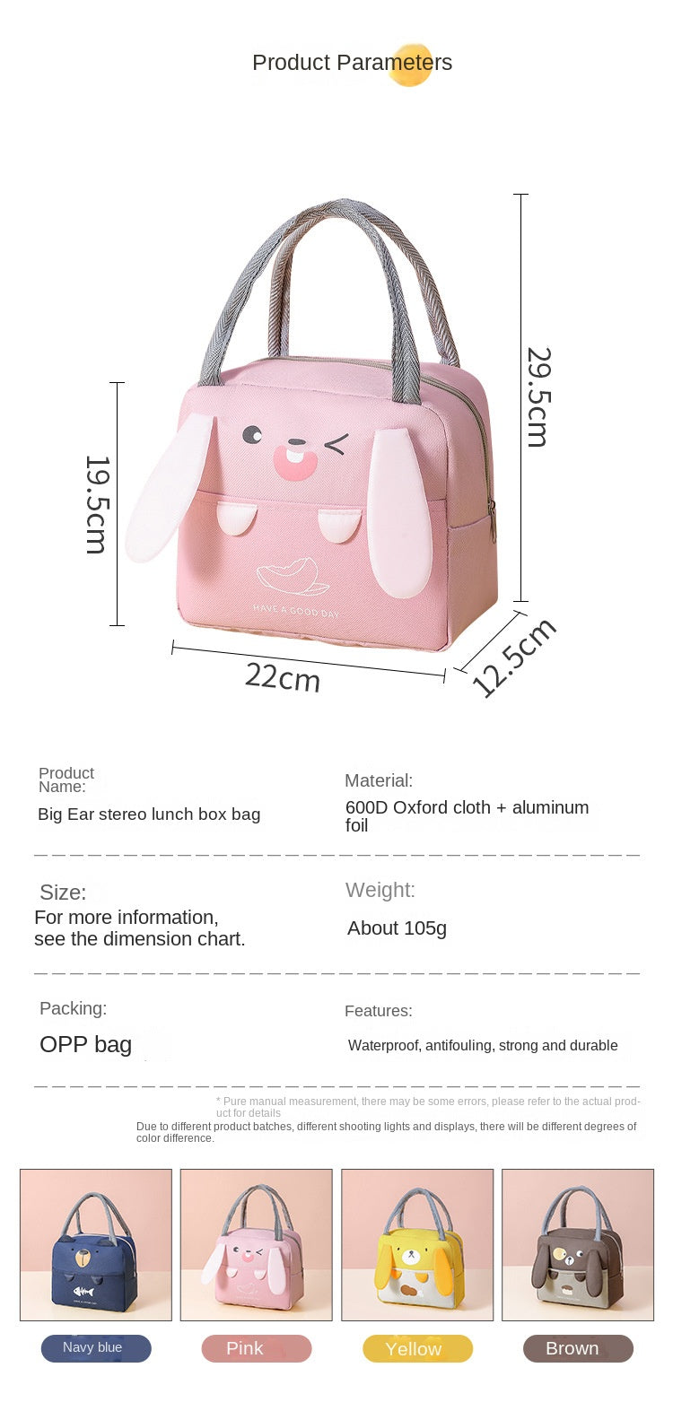 Tragbare Isolierte Thermische Picknick Lebensmittel Mittagessen Tasche Box Cartoon Tote Lebensmittel Frische Kühltaschen Beutel Für Frauen Mädchen Kinder Kinder Geschenk