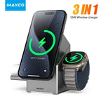 Qi2 3-in-1 Wireless Ladestation 15W – Magnetisch, für iPhone, Apple Watch & AirPods, CE