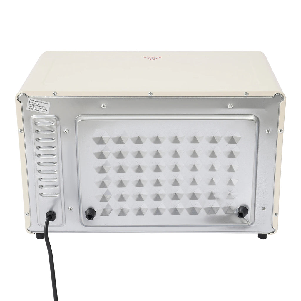 22-Liter-Miniofen kompakt mit Pizza-Funktion und Sichtfenster, 120 ° C bis 250 ° C, 60-Minuten-Timer, 1000 Watt, in Weiß