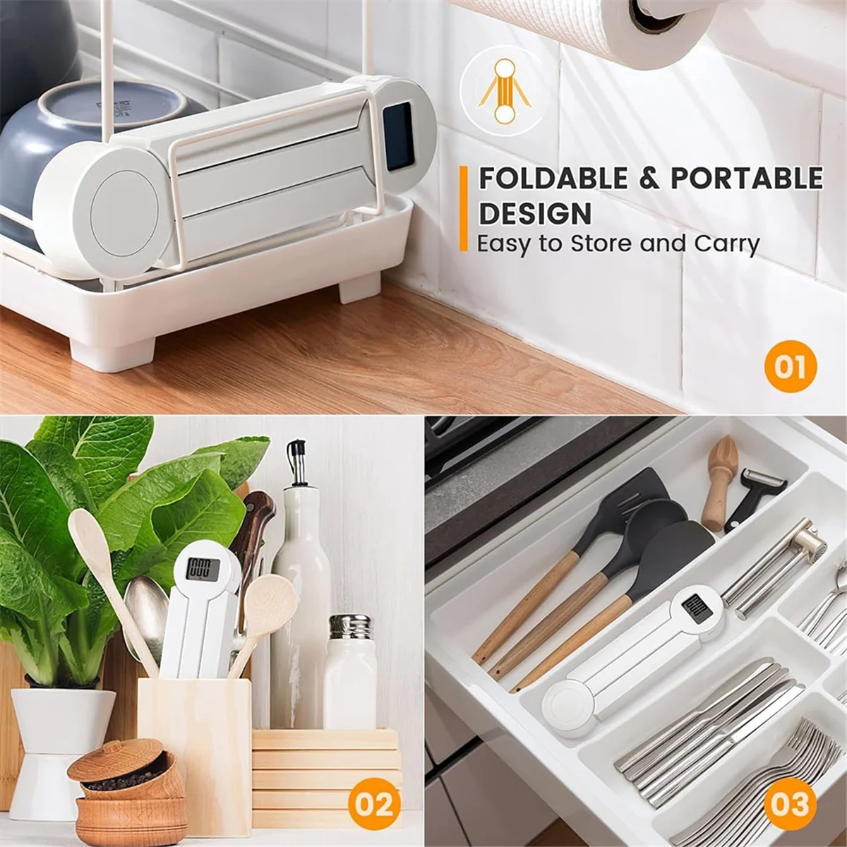 Hochpräzise zusammenklappbare, digitale Küchenwaage mit LCD-Display