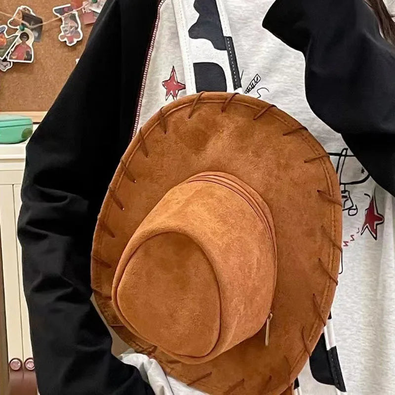 Kawaii Anime Rucksack im Cowboy-Hut-Design – Kunstleder, Cosplay & Schule | Geschenk für Mädchen