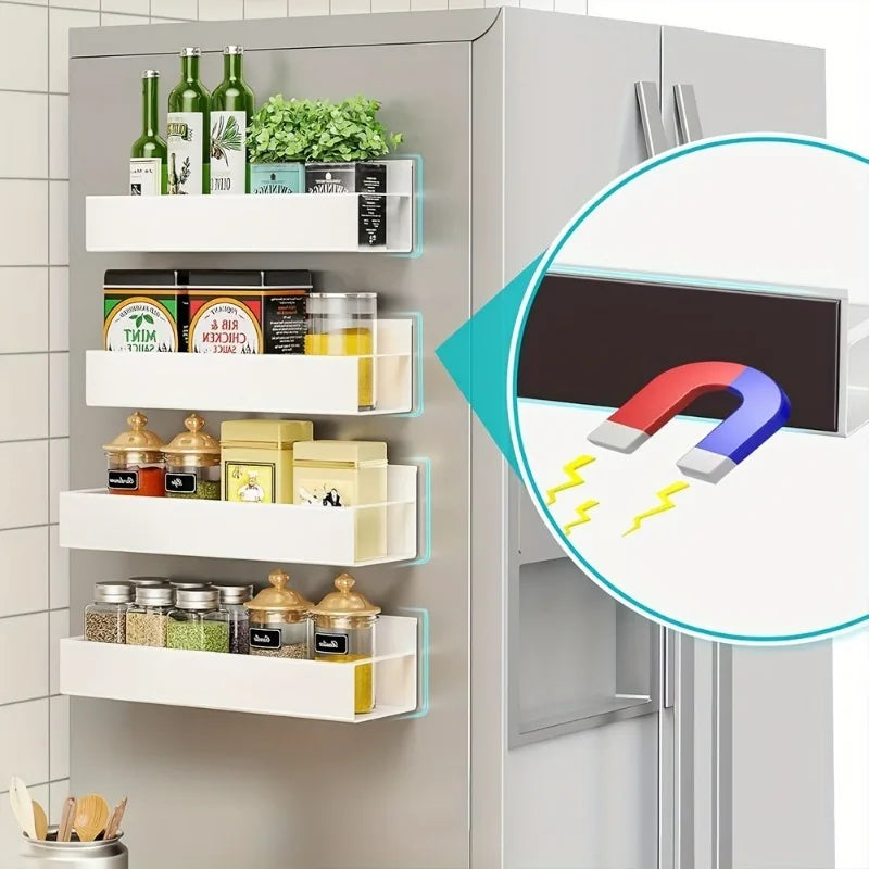 Magnetisches Kühlschrank-Aufbewahrungsregal-Set – ohne Bohren, Wandmontage, Organizer, robust, Metalloberfläche, Mehrzweckregal, Küche, Wäscherei