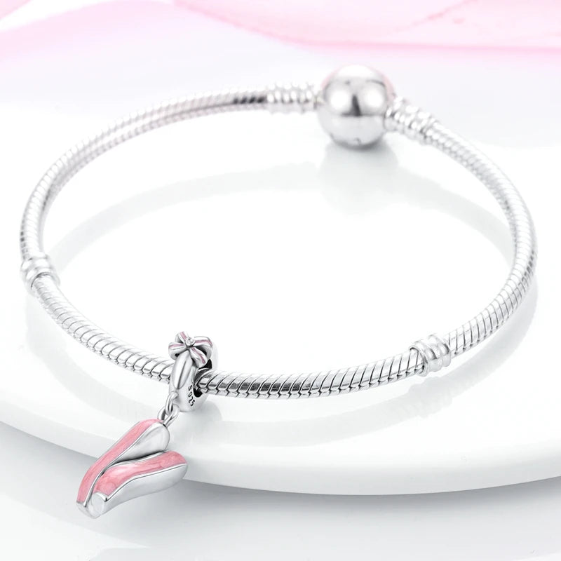 Rosa Charms Original 925 Sterling Silber Herz Schleife Parfüm Flasche Charms Perlen Anhänger Fit Armband DIY Frauen Schmuck Machen