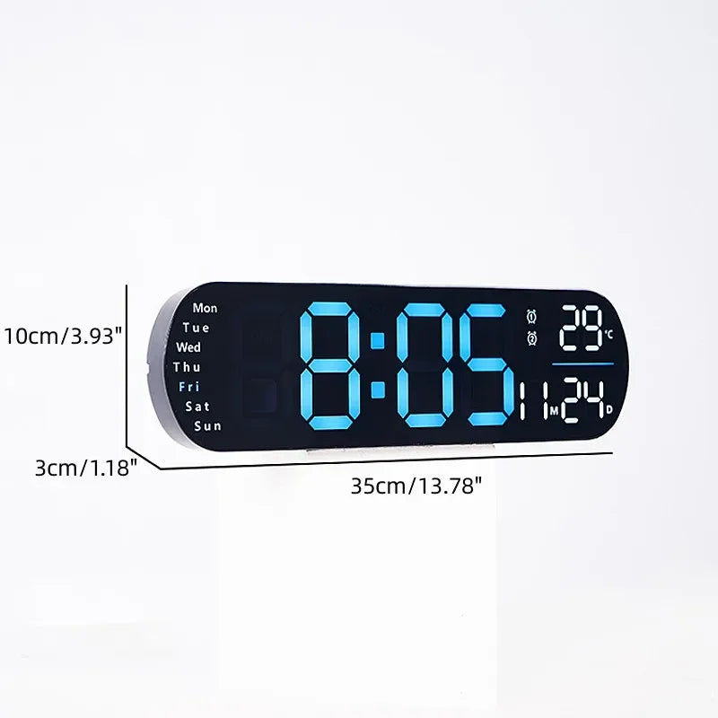 13,78 Zoll Fernbedienung, digitale Wanduhr, Stimmungsbeleuchtung, Timing, Countdown, 2, Alarm, automatischer Dimmer, DST-Stecker, Verwendung, LED-Wecker