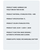 Neue Xiaomi Edelstahl Smart Mülleimer Wc Pinsel Anzug Wasserdichte Mülleimer mit Abdeckung Badezimmer Schmale Smart Sensor Eimer