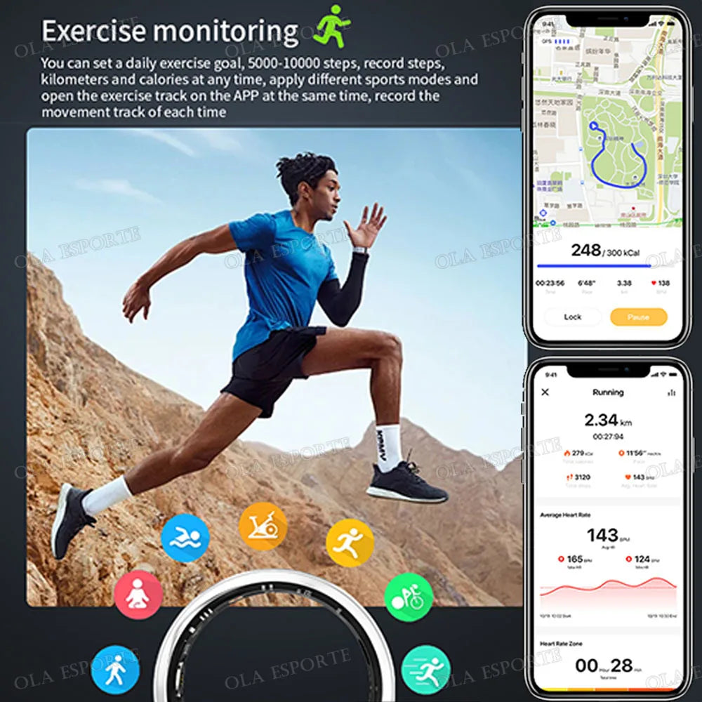 2025 neue Smart Ring Männer Frauen Kamera Steuerung Herzfrequenz Blut Sauerstoff Monitor Smartring IP68 & 5ATM Wasserdichte Multi-sport Modi