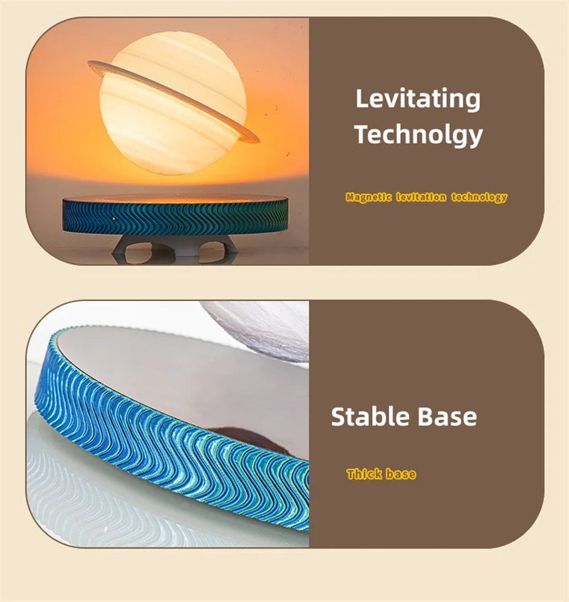 Magnetische schwebende Glühbirne, Saturn-Mondlampe, schwebende rotierende Tischlampe, kreative Büro- und Heimdekoration, einzigartige Geschenke