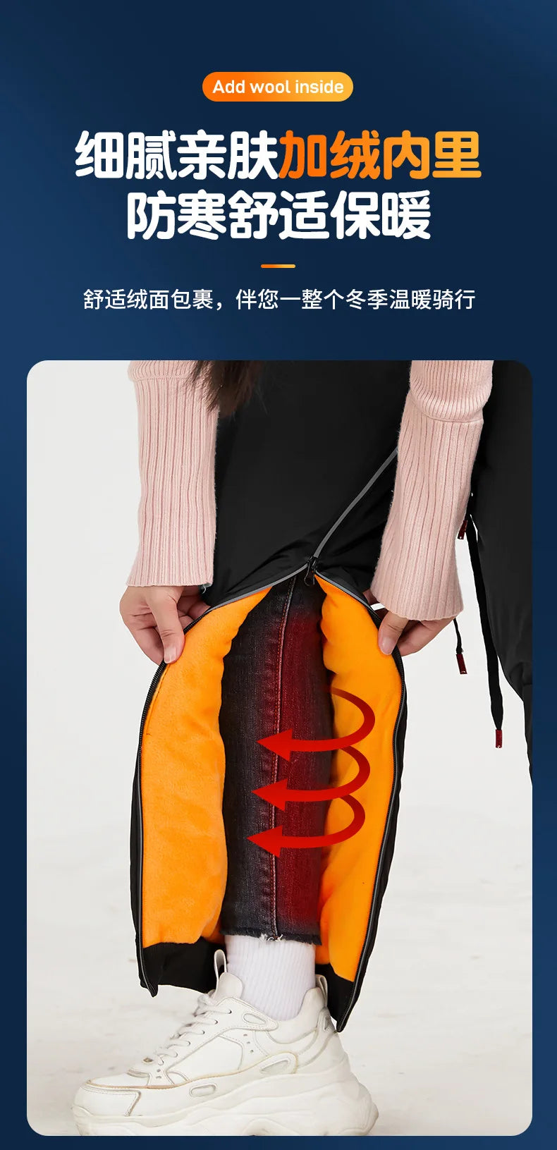 72CM Winter Motorrad Knie Wärmer Fleece Verdicken Pad Warme Wasserdichte Knie Ärmeln