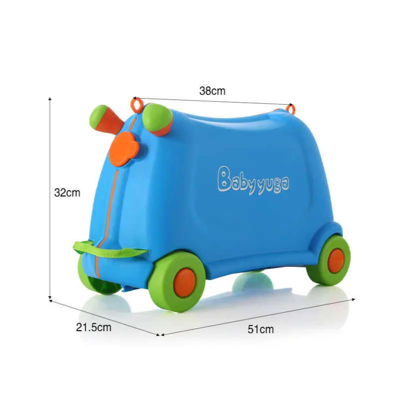 Ride-On Kindergepäck mit geräuschlosen Rädern, Cartoon-Aufbewahrungsbox, Spielzeugkoffer, stapelbares Design für Zuhause/Reisen (Jungen/Mädchen)