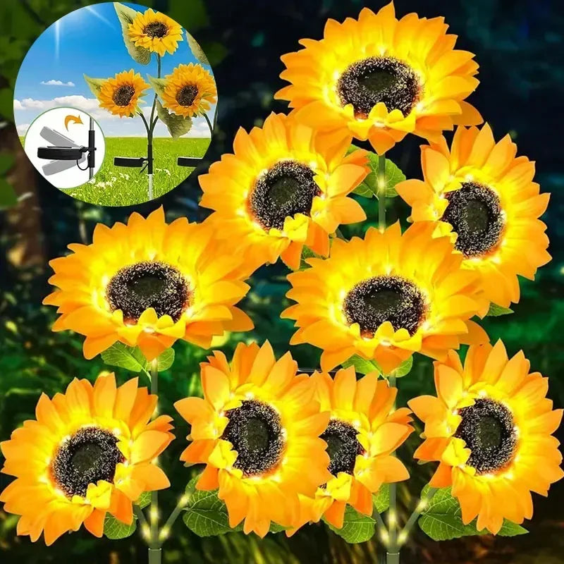 Solar Sonnenblumen-Gartenleuchte – LED, Wasserdicht, Auto Ein/Aus