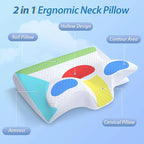 Memory-Schaum Nackenkissen 2-in-1 – Orthopädisch, ergonomisch, Anti-Schnarchen, 4 Farben