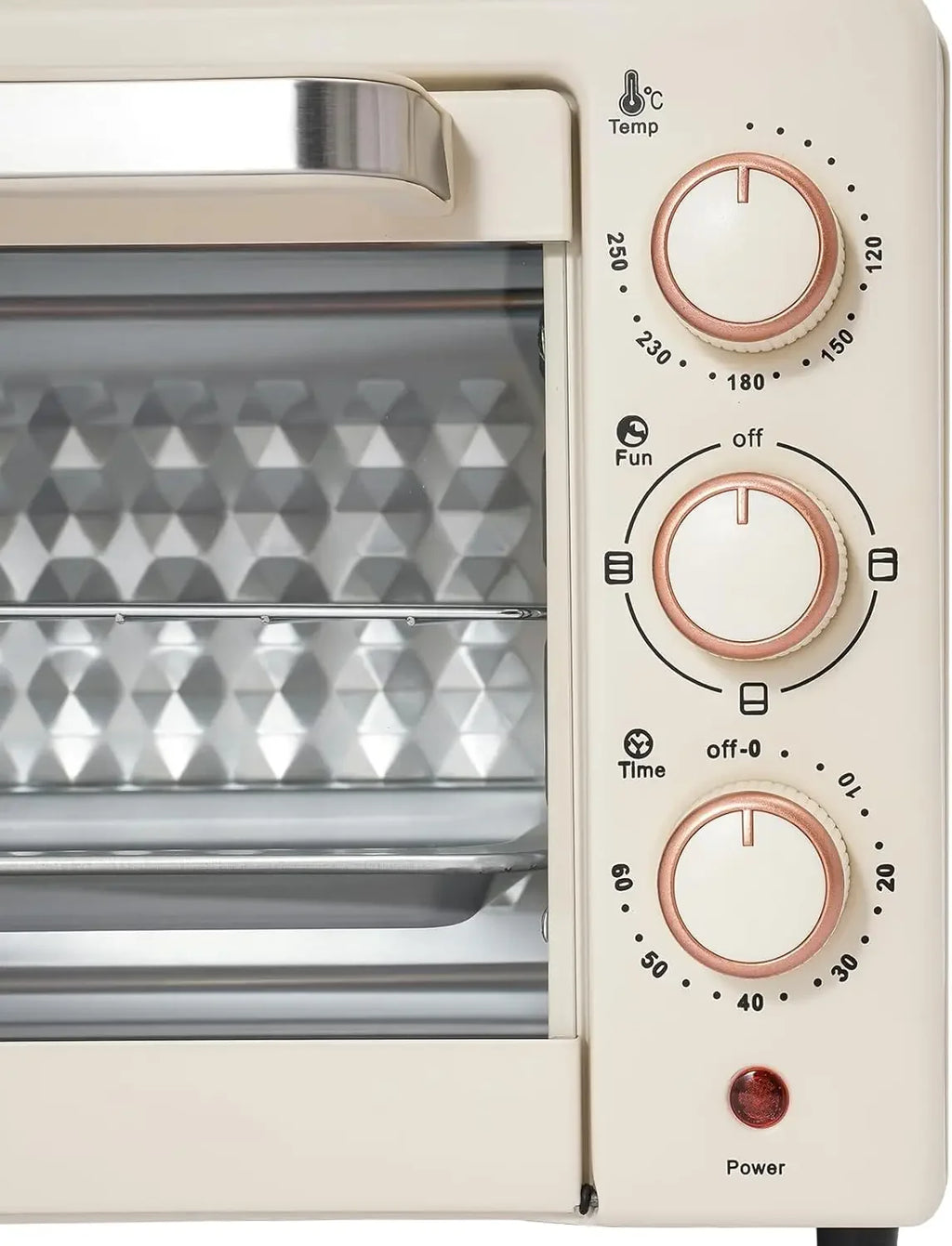 22-Liter-Miniofen kompakt mit Pizza-Funktion und Sichtfenster, 120 ° C bis 250 ° C, 60-Minuten-Timer, 1000 Watt, in Weiß