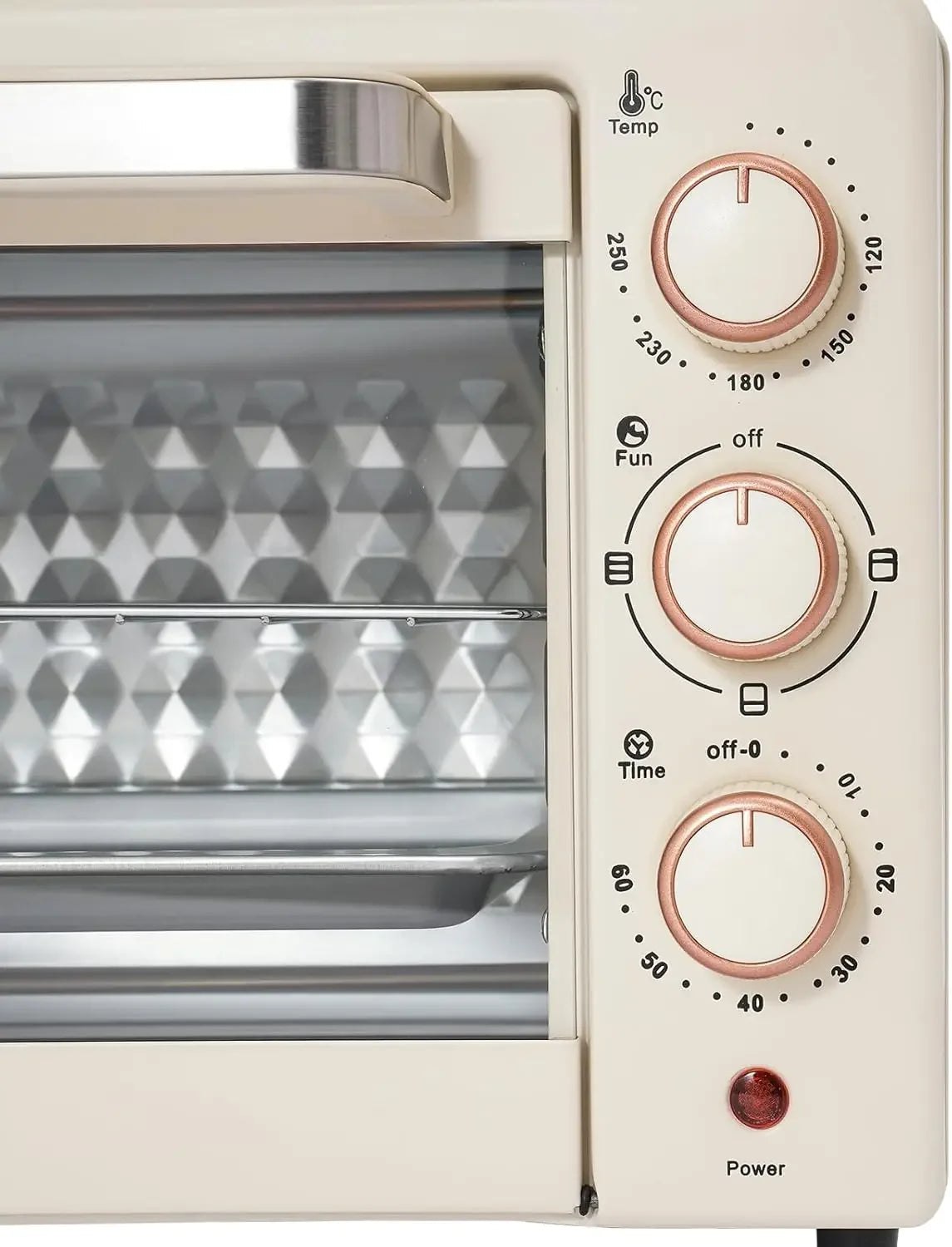 22-Liter-Miniofen kompakt mit Pizza-Funktion und Sichtfenster, 120 ° C bis 250 ° C, 60-Minuten-Timer, 1000 Watt, in Weiß