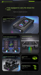 Mobiler PC-Turmständer, verstellbarer Computer-CPU-Halter, Teleskop-Desktop-Ständer, CPU-Wagen mit RGB-Lüfter, Wärmeableitung