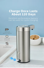 Küchenseifenmaschine, automatischer Sensor, Händedesinfektionsmittel, intelligenter elektrischer Seifenspender für Körperwaschmittel, Edelstahl 304