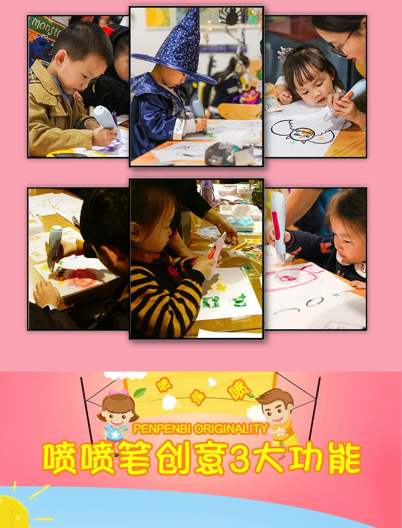 Elektrische Airbrush Aquarell Stift Set Multi-funktion Farbe Inkjet Stift Elektrische Spray Kunst Stift 12 Farben Hand bemalt