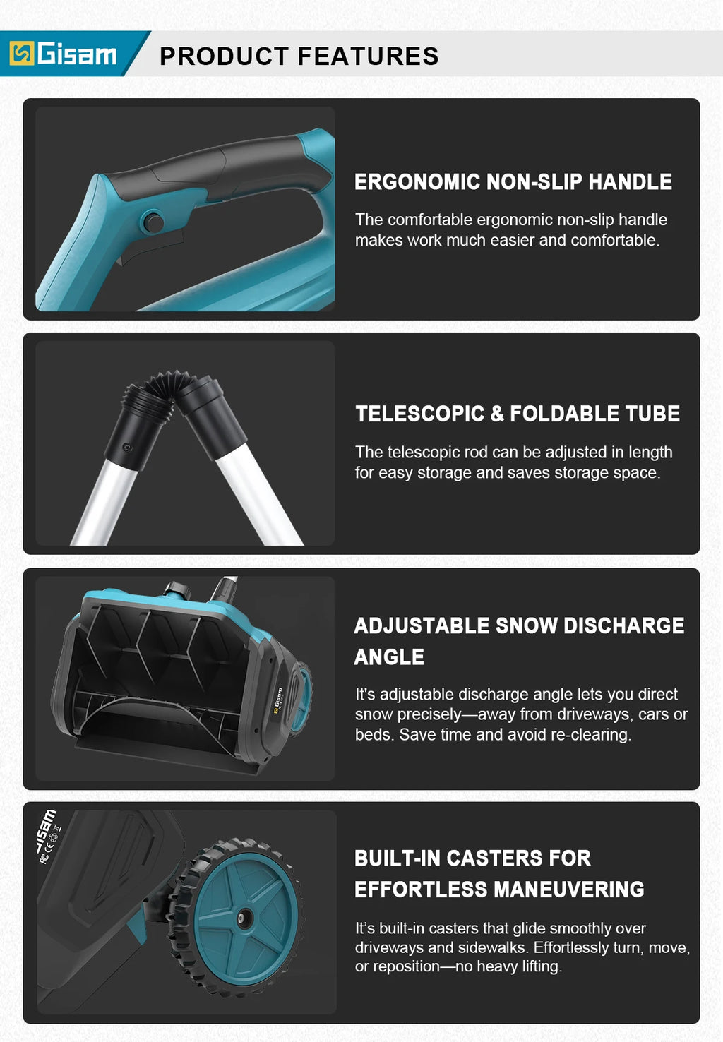 G perfil 13 Zoll bürstenloser elektrischer Schneepflug Schneekehrmaschine Akku-Sauberes Straßenhof-Elektrowerkzeug für Makita 18 V Akku-Pin