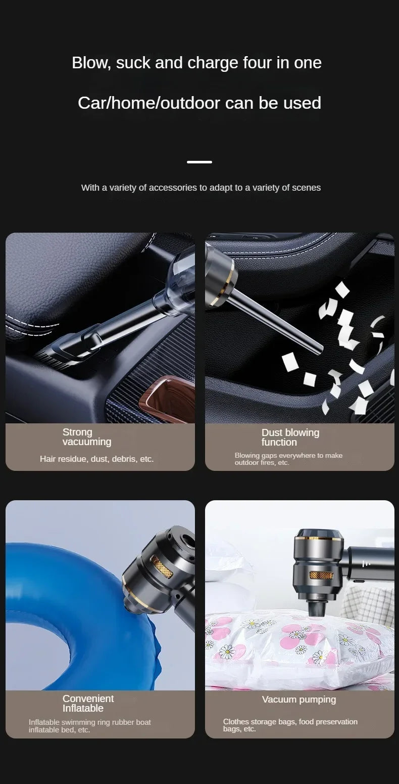 Auto-Staubsauger, leistungsstarker, tragbarer, kabelloser, bürstenloser Motor, Reinigungsmaschine, leistungsstarker Luftstaubsauger für Haushaltsgeräte