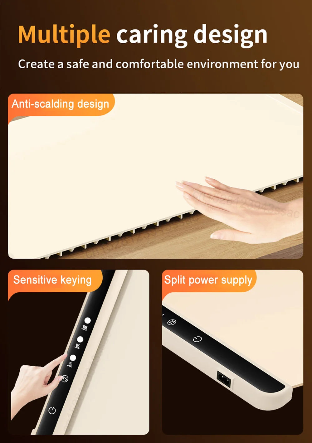 Elektrisches Wärmtablett, Speisenwärmerplatte, faltbar, tragbar, Smart Food, schnelle Erwärmematte, elektrisches Wärmtablett mit 3-Temp-Einstellung