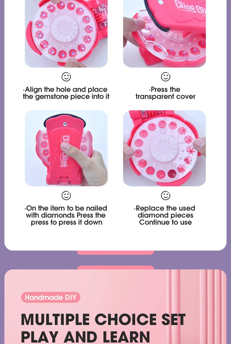 Magie Blingbling Mädchen Haar Diamant Bohrer Maschine DIY Pretend Play Werkzeug kinder Pädagogisches Spielzeug Kunststoff Diamant Aufkleber Ap...