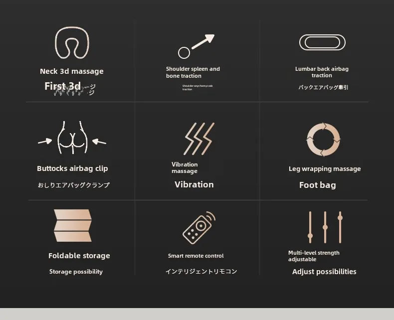 Ganzkörper-Massagematte mit Airbags, Dehnungsheizung, 3D-Entspannung der Lendenwirbelsäule, Rückenmassagegerät, PU-Leder, tragbar und tragbar