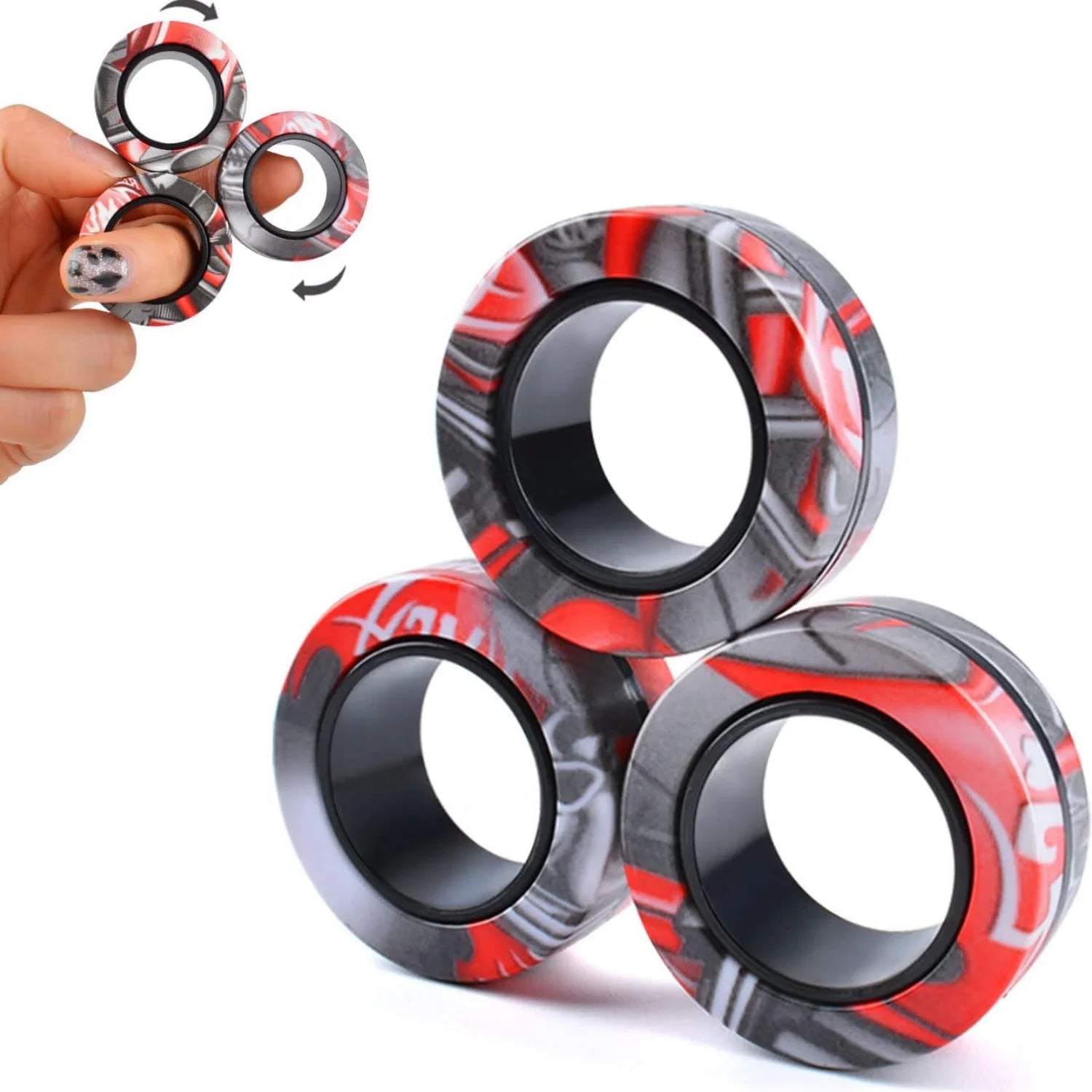 Magnetische Ringe Zappelspielzeug, ADHS Angst Magnetischer Fingerspinner Coolstes Magnet Stressabbau-Spielzeug für Kinder Erwachsene Teenager Geschenke