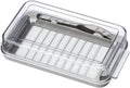 Butter-Aufbewahrungsbox, 2-in-1-Butterschale mit transparentem Deckel und Cutter, Butterschneider, Schneidebox, luftdichte, rechteckige Butteraufbewahrung