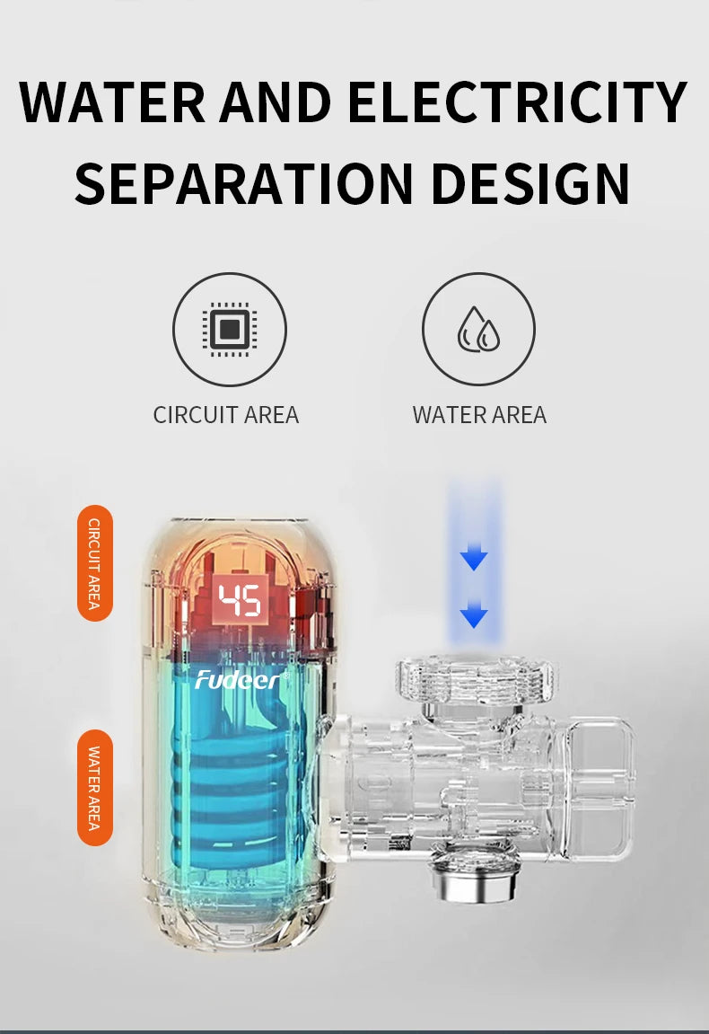 Fudeer 3400 W 220 V Elektrische Küche Warmwasserbereiter Wasserhahn Instant Hot Edelstahl Wasserhahn Heizung Kaltheizung Wasserhahn