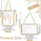 2 Stile Mini-Fotorahmen zum Aufhängen, doppelter Glas-Schwimmrahmen mit Kette, goldfarbener Klapprahmen, Kunstwerk-Ausstellungsrahmen für gepressten