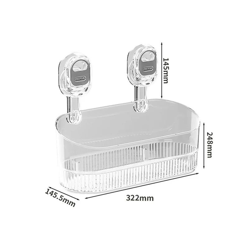 Badezimmer-Saugnapf-Aufbewahrungsbox ohne Bohren, großes Fassungsvermögen und stark tragendes, multifunktionales, wandmontiertes Regalregal mit Saugnapf