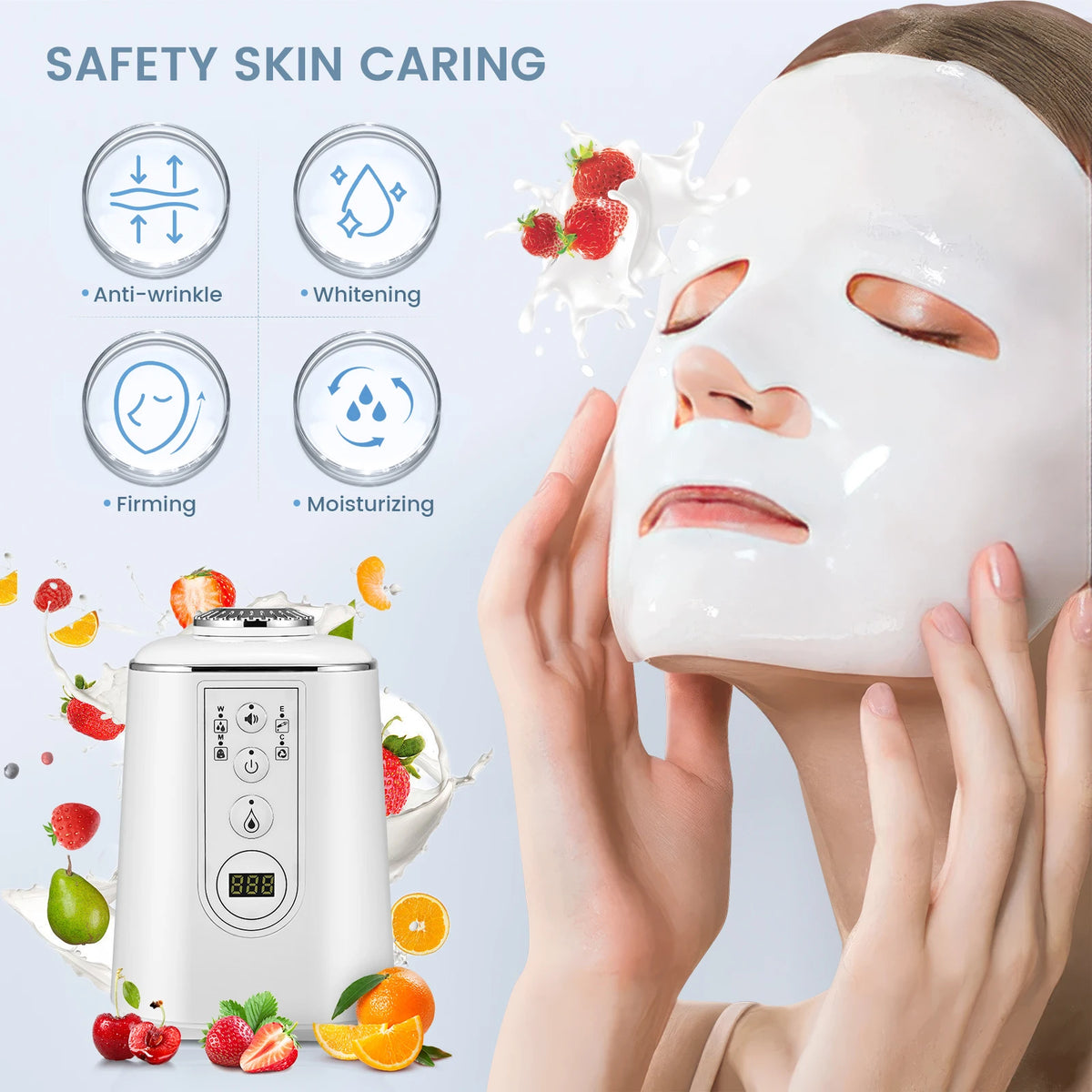 Jugacool DIY-Gesichtsmaskenmaschine – 90W, 5,5 Min., Sprachassistent, Auto-Reinigung | Kollagen inkl. | Weiß