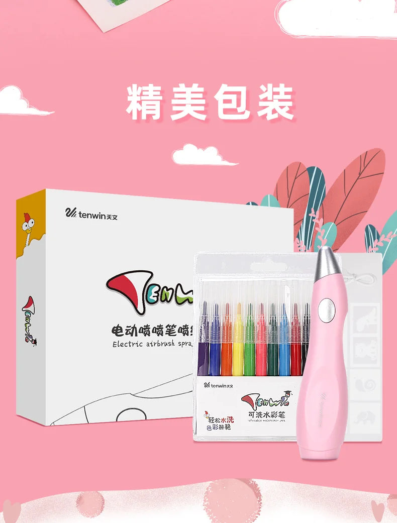 Elektrische Airbrush Aquarell Stift Set Multi-funktion Farbe Inkjet Stift Elektrische Spray Kunst Stift 12 Farben Hand bemalt