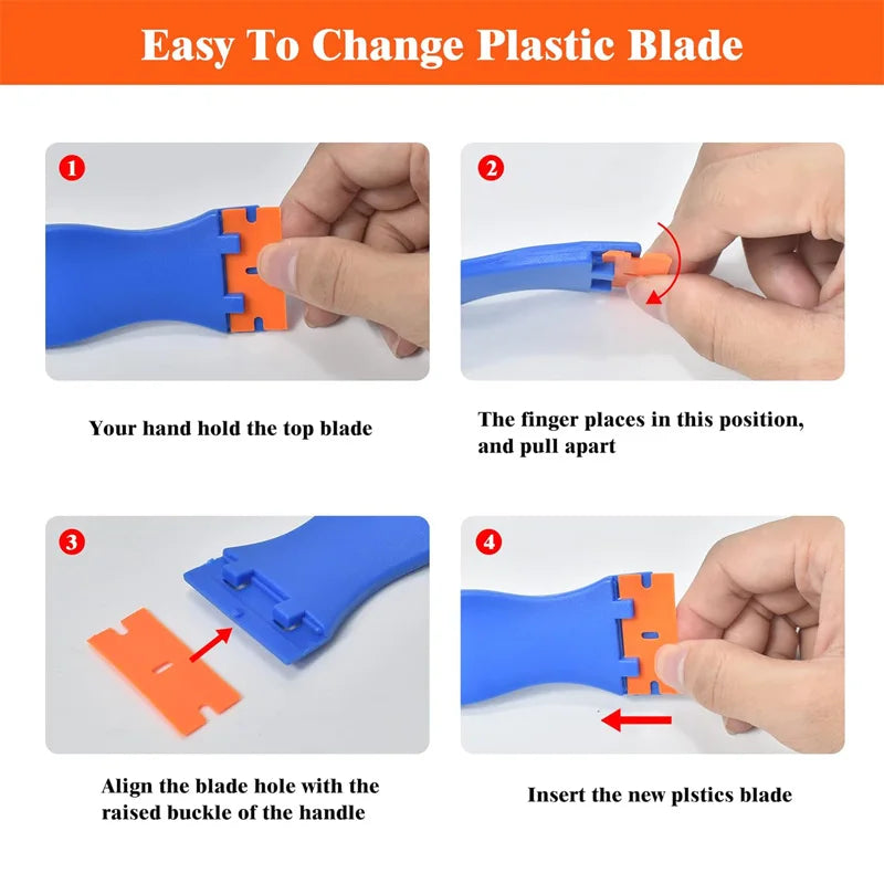 Auto-Aufkleber-Entferner-Schaber, 100 Stück, Kunststoffklingen zum Entfernen von Kleber, Schaben, Aufklebern, Etiketten und Abziehbilder aus Glas, Windschutzscheiben