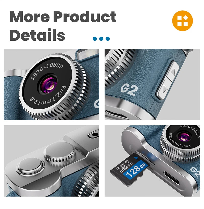 Mini-Daumenkamera, Retro-Digitalkamera, 1080P, Video, tragbar, Reise-Vlog, Anti-Shake-Kamera, unterstützt SD-Karte mit Bildschirm für Kinder