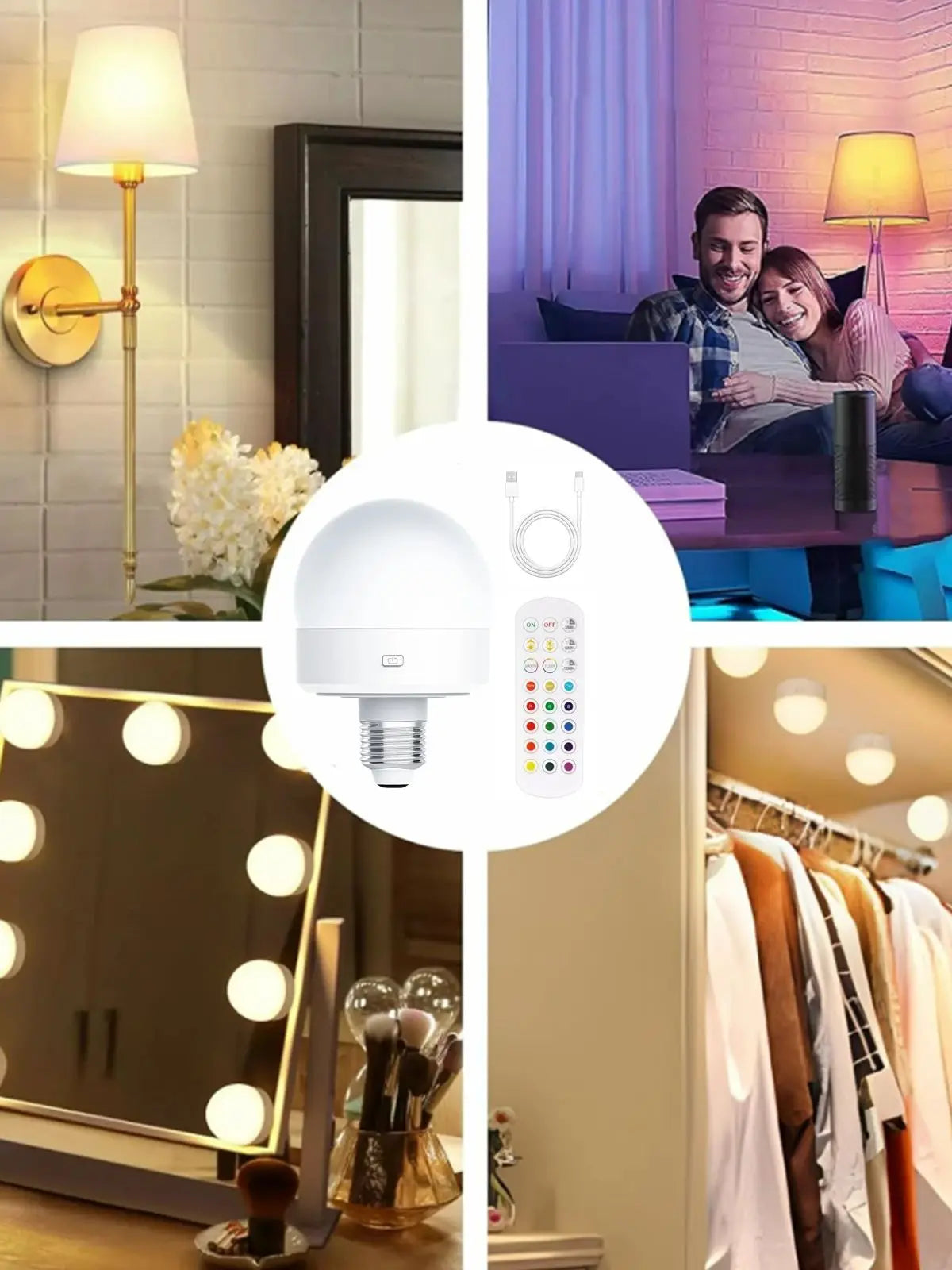 Ampoules LED rechargeables, télécommande, fonctionne sur piles, avec minuterie, intensité variable, 3 températures de couleur