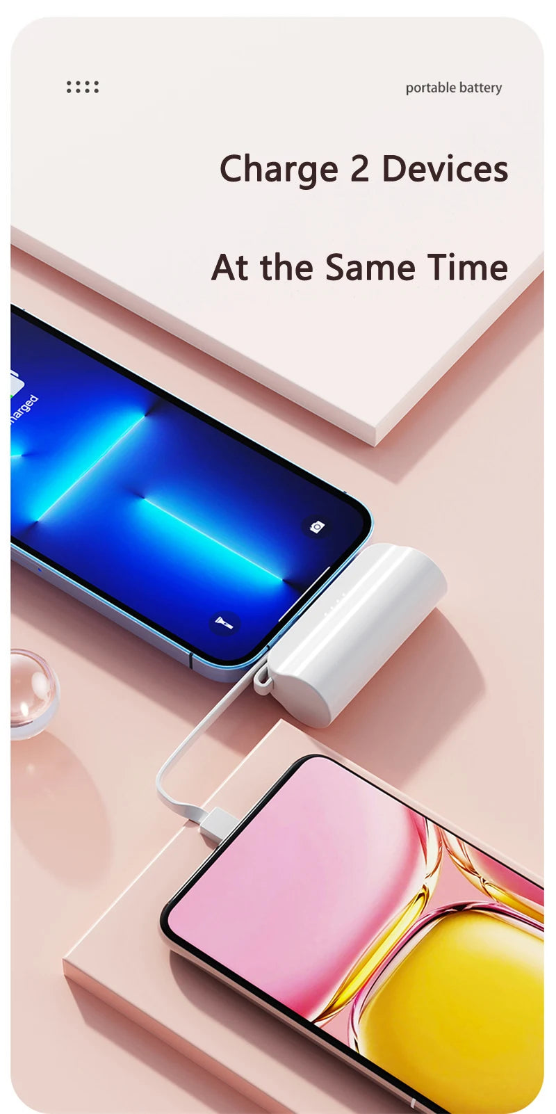 5000 mAh Kapsel Mini Power Bank für iPhone 14 Samsung Huawei Xiaomi Tragbares Ladegerät Powerbank mit Telefonhalter Ersatzakku