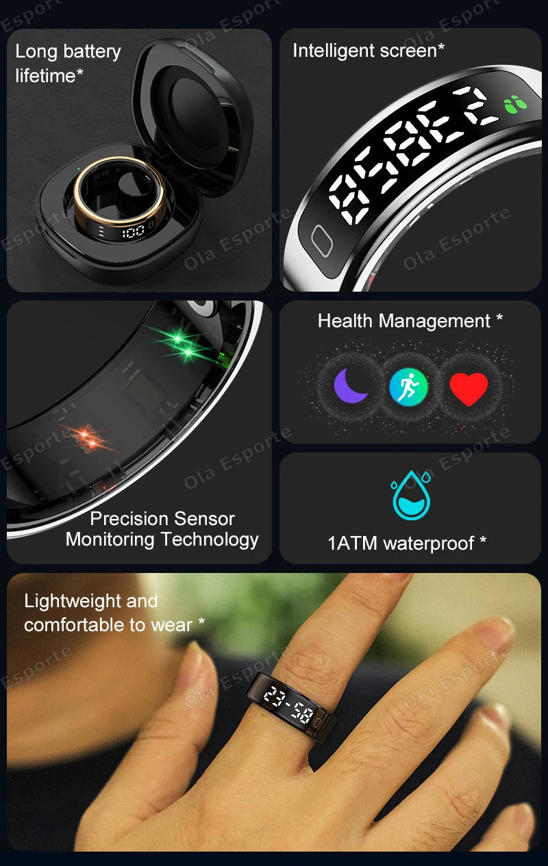 Neue R11 Smart Ring Männer Frauen LED Display Bildschirm Herzfrequenz Blut Sauerstoff Überwachung Wasserdichte Multi Sport Modi Smartrings 2025