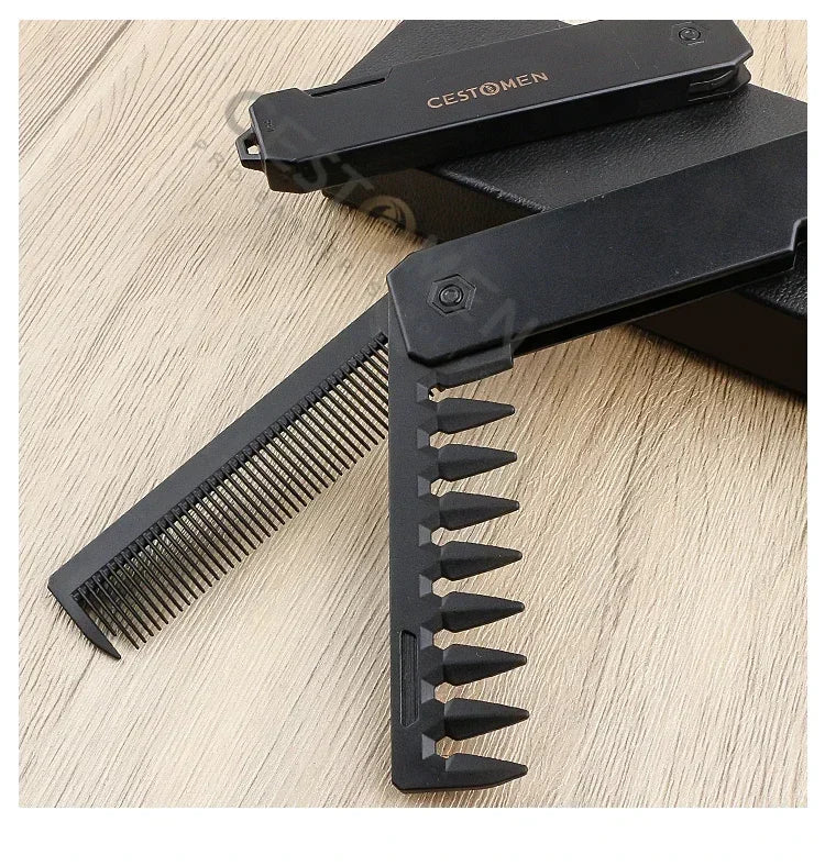 Neue 1/2/3 in 1 Tasche Klapp Kämme Kunststoff Breite Zahn Öl Kopf Kamm Bart Kämmen Barber Clipper kamm Salon Haar Styling Werkzeuge