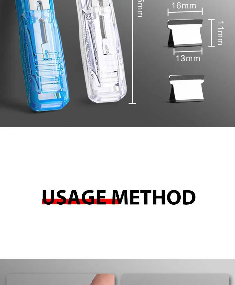 Mini Traceless Wiederverwendbare Hand Klemme Push Hefter Papier Buch Datei Büro Schule Student Binder Bindung Werkzeuge Liefert Zubehör