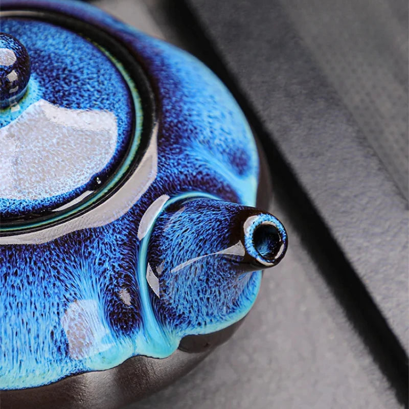 Keramik-Teekanne und Tassen-Set, Teegeschirr, Kung-Fu-Teeset, Jun Ofenwechsel, Teekanne und Teetasse, alluviales Gold, chinesisches Teeset, Tasse