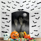 12/24/36/48/60 Stück schwarze 3D-Fledermaus-Wandaufkleber-Set, Halloween-Party-Essentials für Zuhause, Zimmerdekor, Fenster-Wandaufkleber, Glasaufkleber
