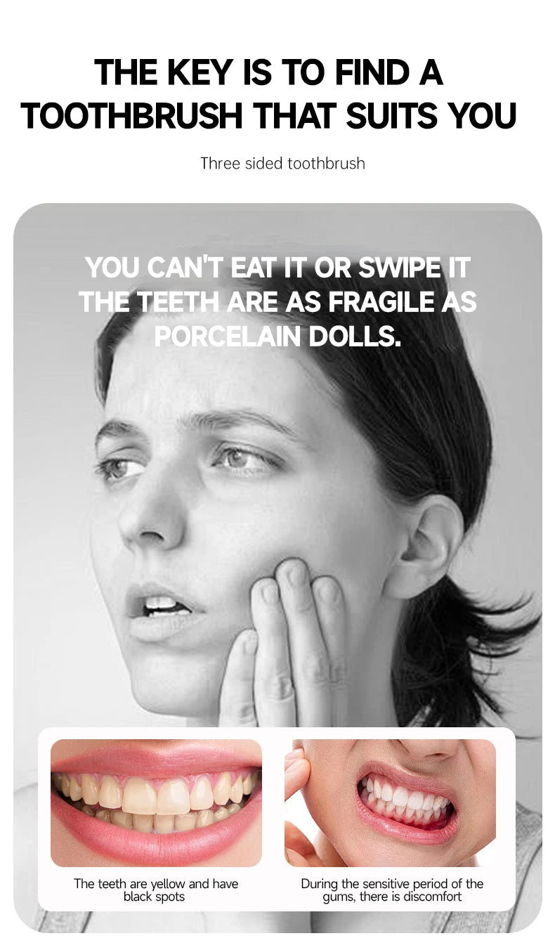 3D-Handzahnbürste Dreiseitige U-förmige weiche Zahnbürste für die umfassende Mundreinigung für Erwachsene (Farbe zufällig)