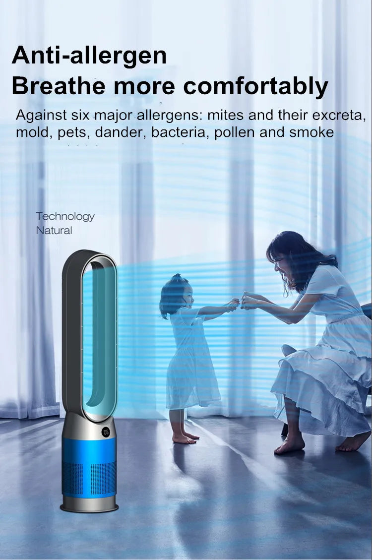 42-Zoll-220-V-Lüfter ohne Flügel, Dual-Purpose-Kühlung und Heizung, leise Heizung für zu Hause, schnelle Luftzirkulation und Reinigungsturm