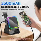 5-in-1 Bluetooth-Lautsprecher mit Smartphone-Halterung & RGB-Licht – HIFI, Induktion, Bluetooth 5.3