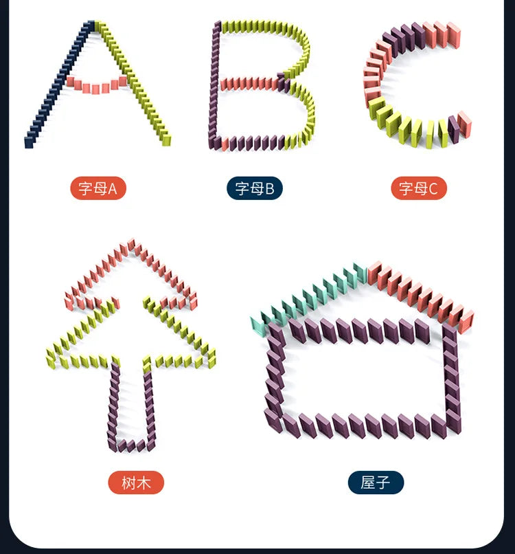 Automatische Verlegung Domino Zug Elektrische Auto Ziegel Blöcke Kits Kreative Spiele Intelligenz Pädagogisches DIY Spielzeug Kinder Geburtstag Geschenk