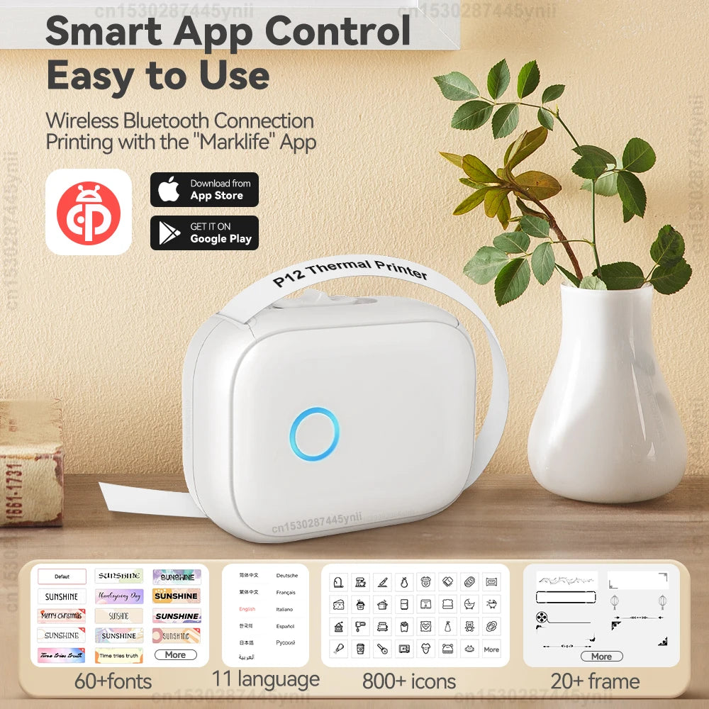 P12 Label Maker Mini tragbarer Thermo-Etikettendrucker ähnlich wie D11 D110 D101 Marklife P12 Etikettenmaschine DIY P12 Etikettenaufkleber
